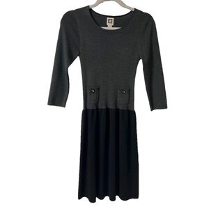 ⭐️ Anne Klein grey and black 3/4 sleeve sweater dress- size small
